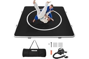VEVOR 10x10 ft Wrestling Mat Inflatable, Martial Arts Thick Mat for Home Gym Exercise, PVC Foldable Training Mats with Circle