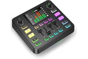 P PUPGSIS Pupgsis Gaming Audio Mixer, Usb Audio Interface for pc,1/4 xlr interface，Sound Board With voice changer, Pro-Preamp, Noise Cancellation, RGB, Bluetooth For Streaming/Podcasting/Gaming/Content Create