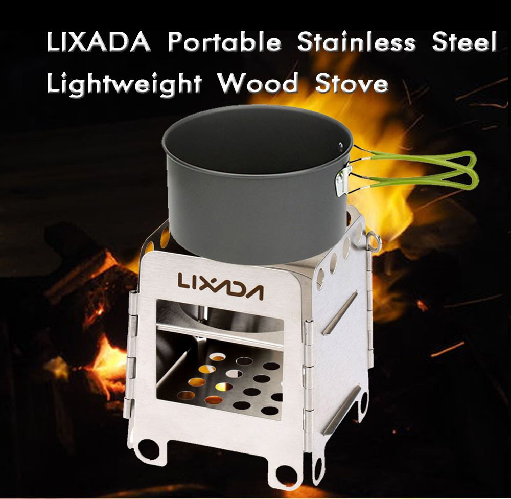 Lixada Camping Stove Wood Burning Stoves Potable Folding Stainless