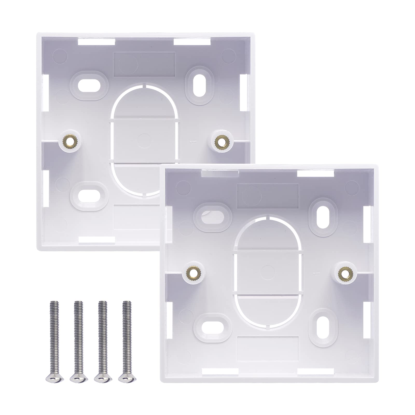 VCELINK Surface Mount Back Box 32mm Deep, Single Gang Shatter-Resistant ABS Pattress Box for Ethernet Socket and Wallplate, Electrical Back Box with 2 Fixing Screws, White, 2 Packs
