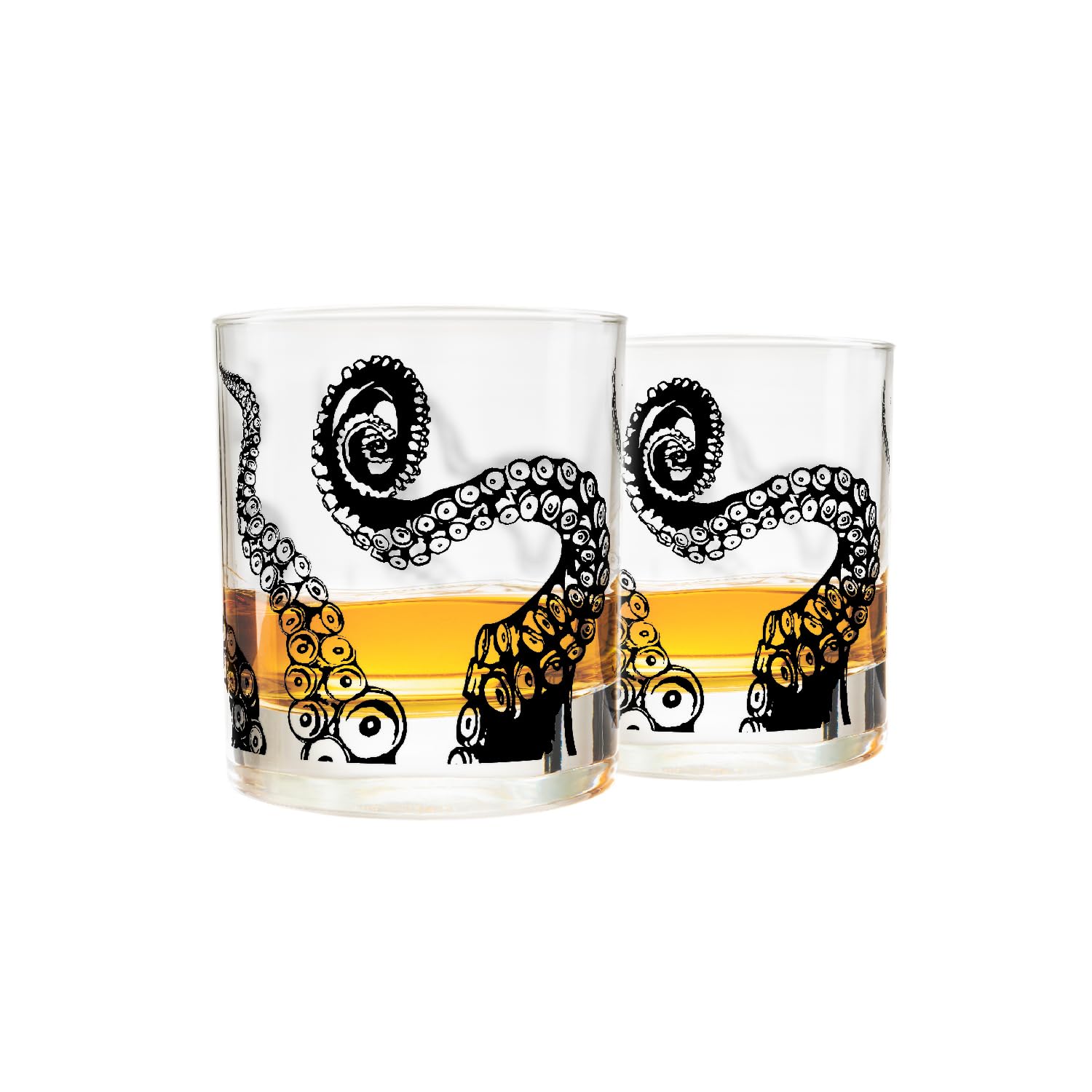 Greenline Goods Whiskey Glasses - 10 Oz Tumbler Gift Set Kraken Whiskey Glasses (Set of 2) | Rocks Glass Octopus Decor | Old Fashioned Rocks Glasses