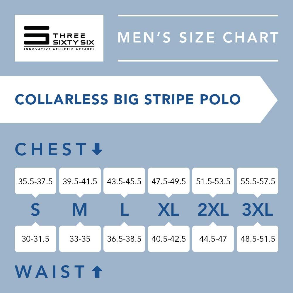 Three Sixty Six Golf Shirts for Men - Dry Fit Collarless Polo Shirts - Lightweight and Breathable, Stripe Design : Clothing
