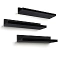 Americanflat 14" Floating Shelves for Wall - Set of 3 - Engineered Wood Floating Shelf with Lipped Ledge - Floating Wall Shelves for Bedroom, Bathroom, Kitchen, Office, and Living Room - Black