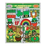 JesPlay Saint Patrick's Day Holiday Gel Clings - Flexible Window Clings for Kids and Adults - Reusable and Removable Irish Gel Decals - Leprechaun, Shamrock, Clovers and More!