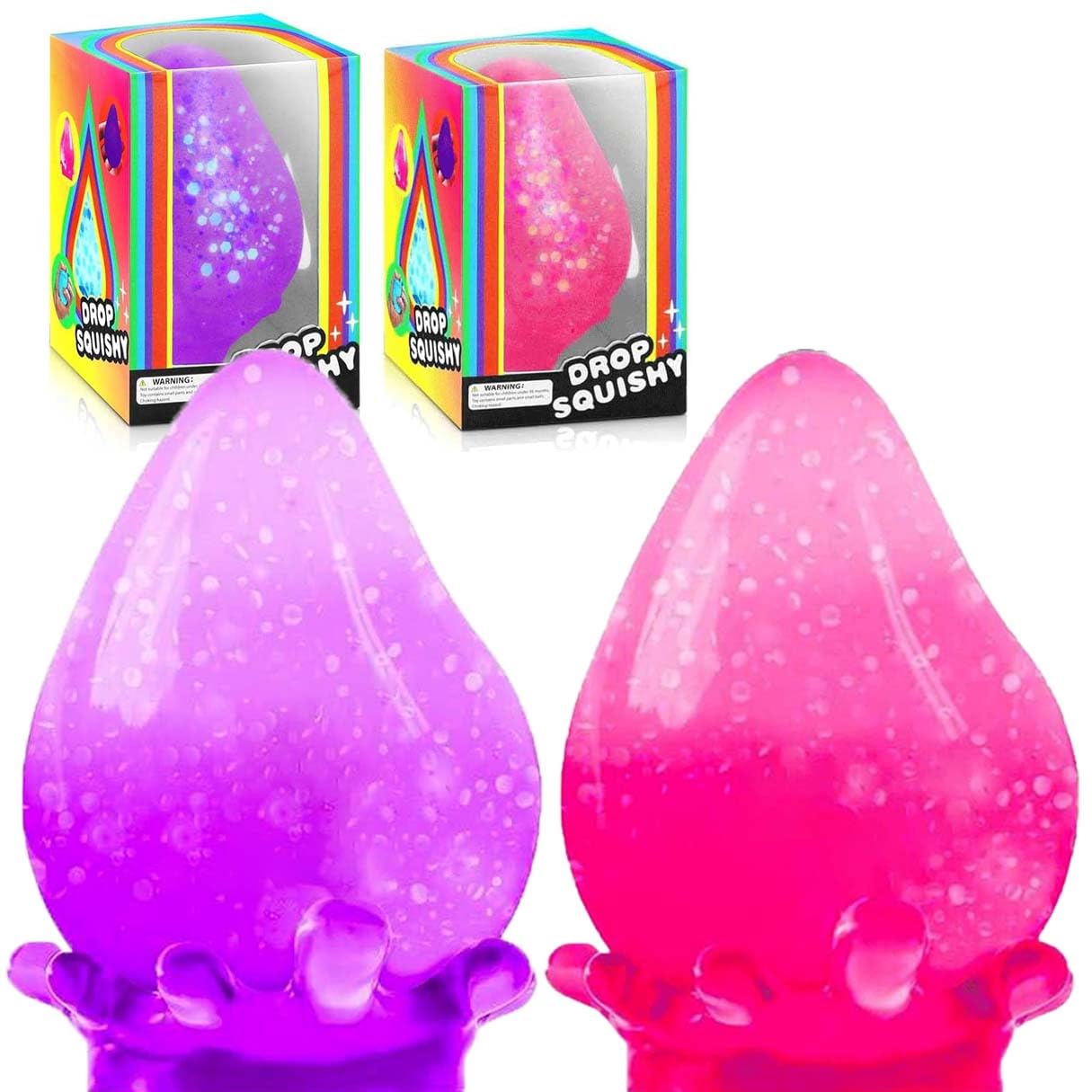 Photo 1 of 2 Packs Dream Squishy Drop Stress Balls for Adults Fidget Toys, Fidgets Silicone Sensory Toys for Kids Autism, ADHD, Sensory Stress Relief Toys Birthday Day Gifts, Stocking Stuffer Gift (Purple Red)