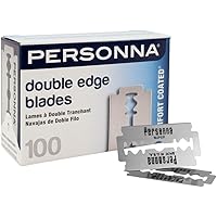 Personna Double Edge Stainless Steel Blades 100 Pcs Comfort Coated Safety Barber Shaving Razor Made in USA (Pack of 2) by Per