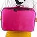 MONSTINA Large Capacity Makeup Case 3 Layers Cosmetic Organizer Brush Bag Makeup Train Case Makeup Artist Box for Hair Curler Hair Straightener Brush Set and Cosmetics 16.5x12x5.5 (L-Rose Red)