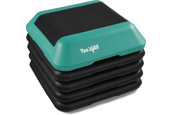 Yes4All High Arobic Step Platform & Stackable Risers - Adjustable 4"/6"/8"/10"/12" Height - Choose Full Step Platform Set or