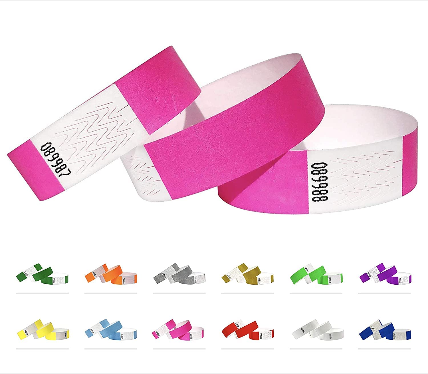 Tyvek Wristbands - 500 Pack - 3/4" Tyvek Wristbands for Events (Neon Pink)