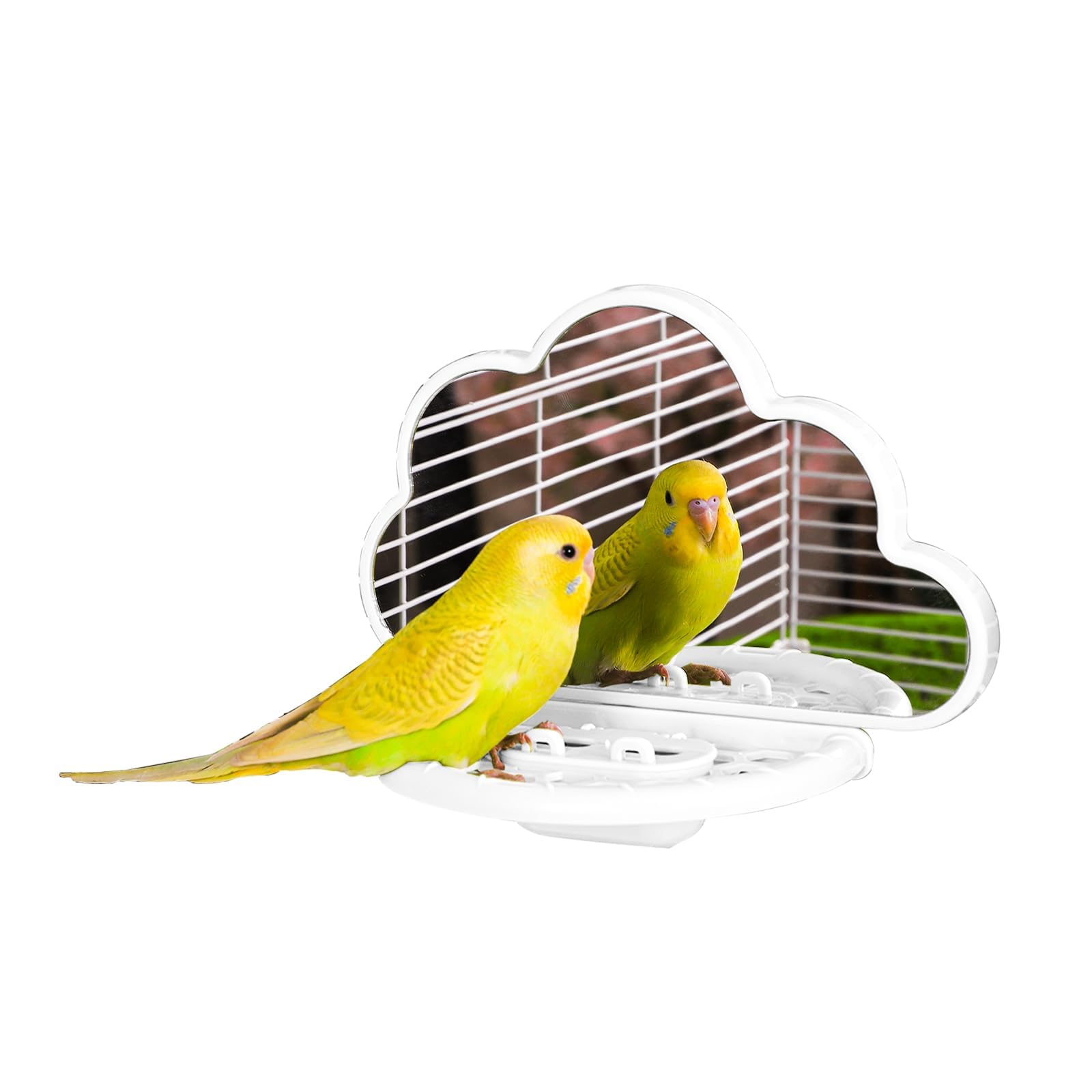 septillar Bird Mirror with Perch Stand, Bird Toys for Budgie Parakeet Cockatiel Conure Lovebirds Finch Canaries (White)