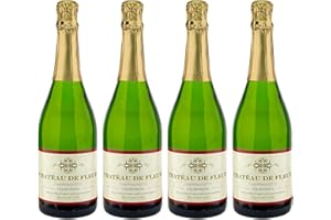 SAWTOOTH Chateau De Fleur Non-alcoholic Sparkling Wine Champagne Champagnette with Chromacast Phone Grip, Seasonal Wine Pairings & Recipes, 4 Pack
