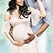 Maternity Photography Props Floral Lace Dress Fancy Pregnancy Gown for Baby Shower Photo Shoot (S, Pink)