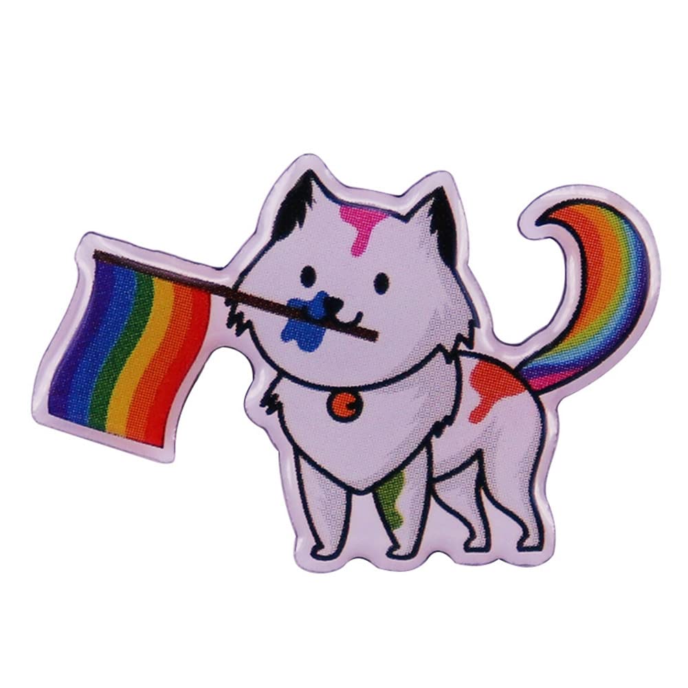 Gay Pride Cat With Rainbow Flag LGBT Pin Brooch Originality Metal Enamel Badge Denim Jacket Backpack Pin Given Friends And Fans Gifts