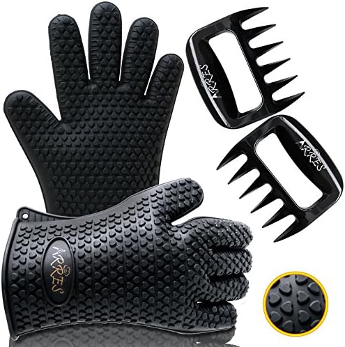 Barbecue Gloves &amp; Pulled Pork Claws Set - Silicone Heat Resistant Grilling Accessories &amp; Home Kitchen Tools For Your Indoor &amp; Outdoor Cooking Needs - Use as BBQ Meat Turner or Oven Mitts