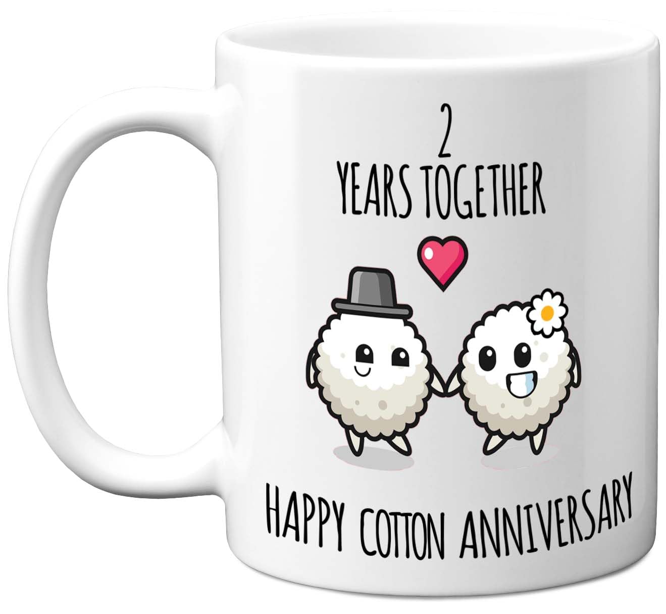 Stuff4 2nd Anniversary Mug Gift for Men Women - 2 Years Together - Happy Cotton Anniversary Wedding for Husband Wife Son Daughter Brother Sister, 11oz Ceramic Coffee Mugs Gifts