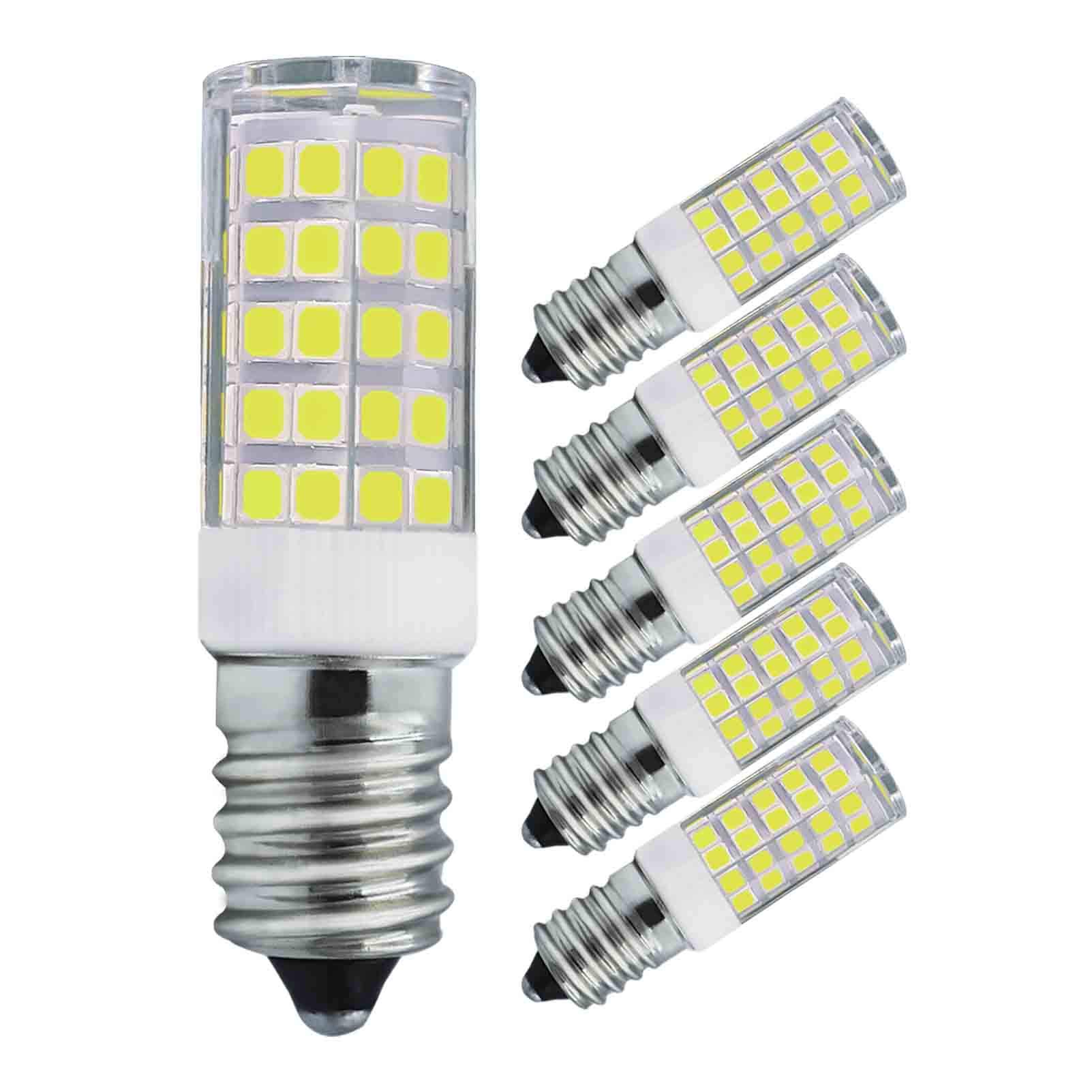 Mjiuzhou 5 Pack E14 LED Light Bulbs 4W Equivalent to 40W 50W Halogen Cool White 6500k 480 Lumen 220V 230V 360° Beam Angle Sewing Machines Fan Bedroom Energy Saving Base Night Bulb