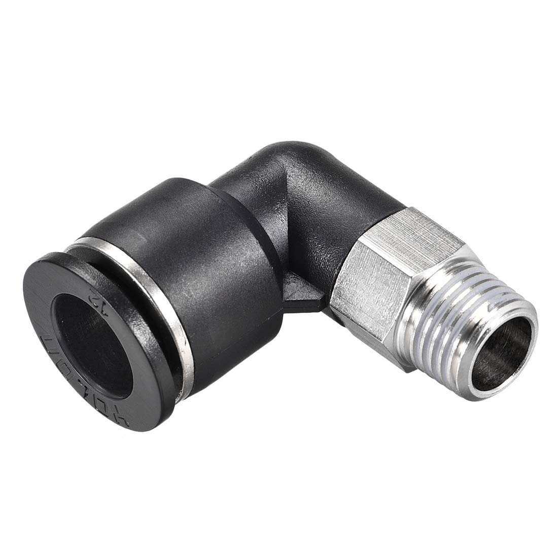 sourcing map Push to Connect Tube Fitting Male Elbow 12mm Tube OD X 1/4 NPT Thread Pneumatic Air Push Fit Lock Fitting