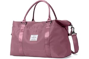 WONHOX Travel Duffel Bag,Large Sports Tote Gym Bag,Waterproof Weekender Carry On Overnight Bags for Women with Trolley Sleeve, Purple