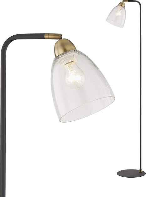 Floor Lamp With Bubble Glass Shade Farmhouse Industrial Tall Lamps