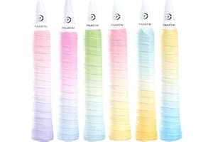 PAASTAI 6 Pack Tacky Tennis Racket Grip Tape,Non-Slip Absorbent Tennis Grips Tape,Gradient Color Tennis Racket Grip Tape for 
