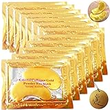 Rimobul 12 x Pack New Crystal 24K Gold Powder Gel Collagen Eye Mask, Anti Ageing, Remove Bags, Dark Circles & Puffiness, Skincare, Anti Wrinkle, Moisture, Hydrating, Uplifting, Whitening, Remove Blemishes & Blackheads Product. Firmer, Smoother, Tone, Regeneration Of Skin. Suitable For Home Use Hot or Cold