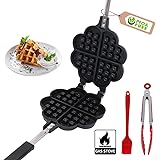 Waffle Irons Non-stick,Cast Iron Waffle Maker,Double Side Loveheart Shaped Waffle Pan,PFOA Free,for Household,Cafe Restaurant