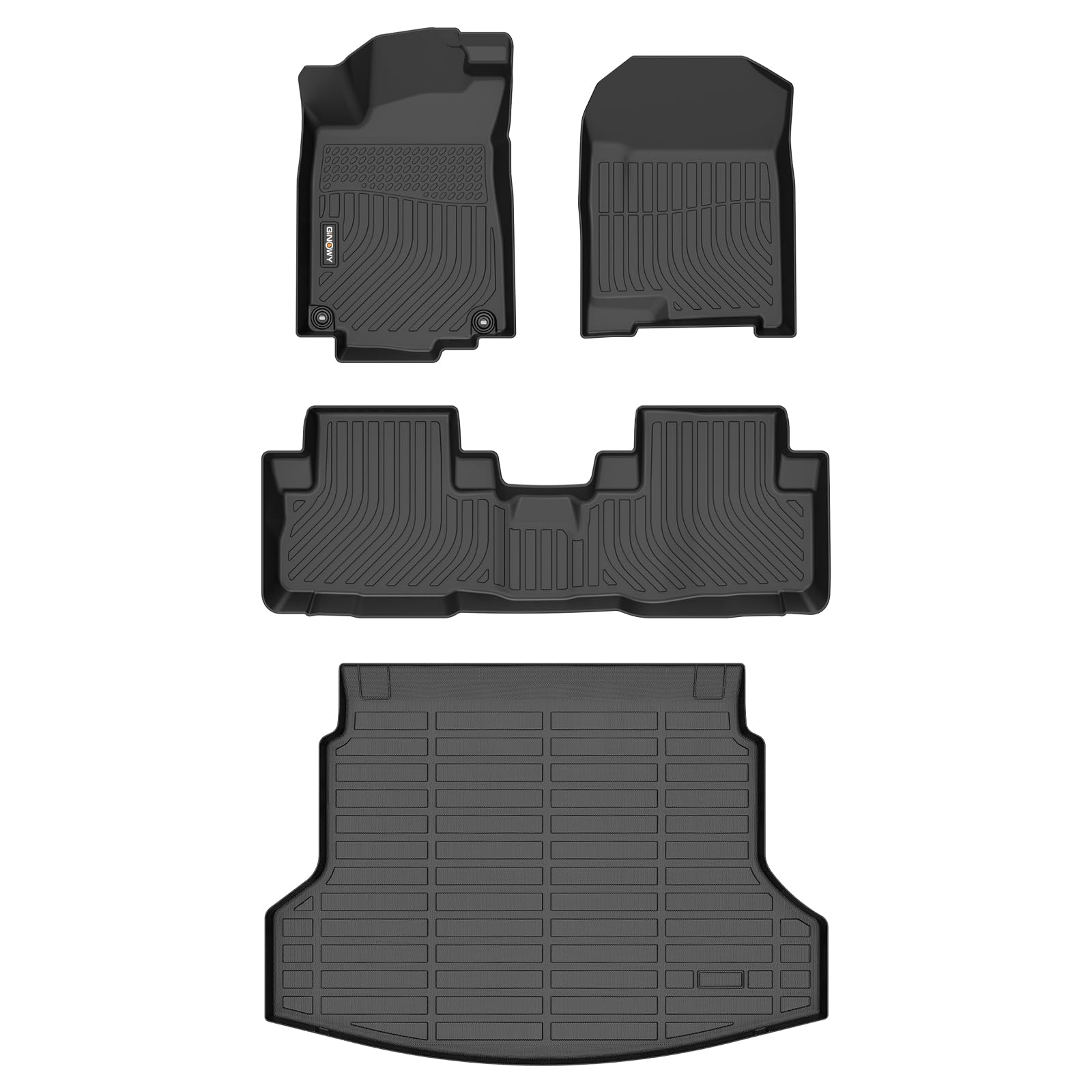 GINOWY-Floor Mats & Cargo Liner for Honda CRV 2012-2016 Only for Touring & EX-L Models, TPE All Weather CR-V Car Mats, Non-Slip Trunk Mat Floor Liners Waterproof Custom Fit Accessories Mats Black Image