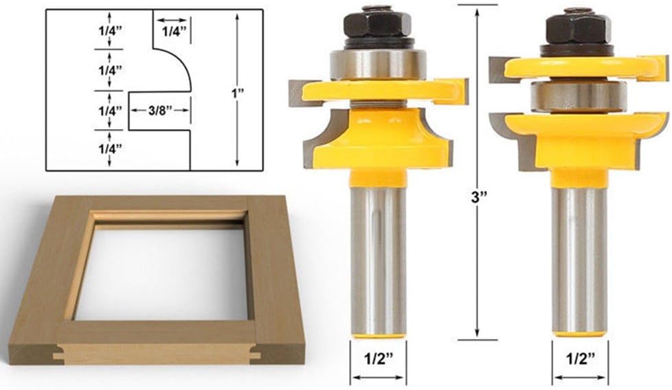 2pcs Wood Splice Tenon Mortise Bit Wood Cutting Groove Woodwork Tongue