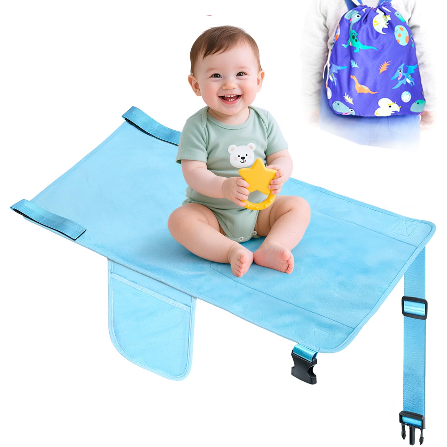 Photo 1 of COZYBONDER Toddler Airplane Bed, Airplane Seat Extender for Kids, 2 in 1 Drawstring Bag, Toddler Travel Essentials Must Have for Flight