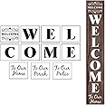 Welcome Stencils for Painting on Wood - 11 Pack Large Vertical Welcome Sign Stencil Templates for Wood Signs, Reusable Letter Stencils for Home, Patio, Porch Signs & Front Door Decorations