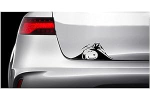 MOBICR.COM Snoophy Peeking Car Decal, Black Vinyl Sticker, 8 x 3 inches