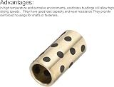 sourcing map Sleeve Bearings 15mm Bore 20mm OD Brass Graphite Oilless Bushing view 4