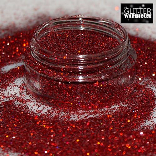 Red GlitterWarehouse Fine (.008") Holographic Solvent Resistant Cosmetic Grade Glitter. Great for Makeup, Body Tattoo, Nail Art and More! …