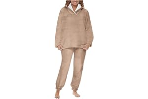 Ctreela Women's Winter Sherpa Pajamas, Fleece Two Piece Tops and Pants Lounge Set, Fluffy Cozy Long Sleeve Sleepwear