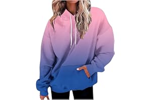 TIHLMK Pullover Hoodies for Women Oversized with Pokets Solid Gradient Hooded Sweatshirt 2024 Fall Tops No Fleece