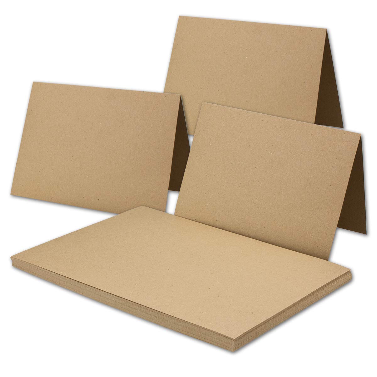 NEUSER PAPIER 75x Vintage Kraft Paper Folding Cards DIN A5-148 x 210 mm - sand brown - recycling - 240 g/m² blank folding cards - environment by GUSTAV NEUSER