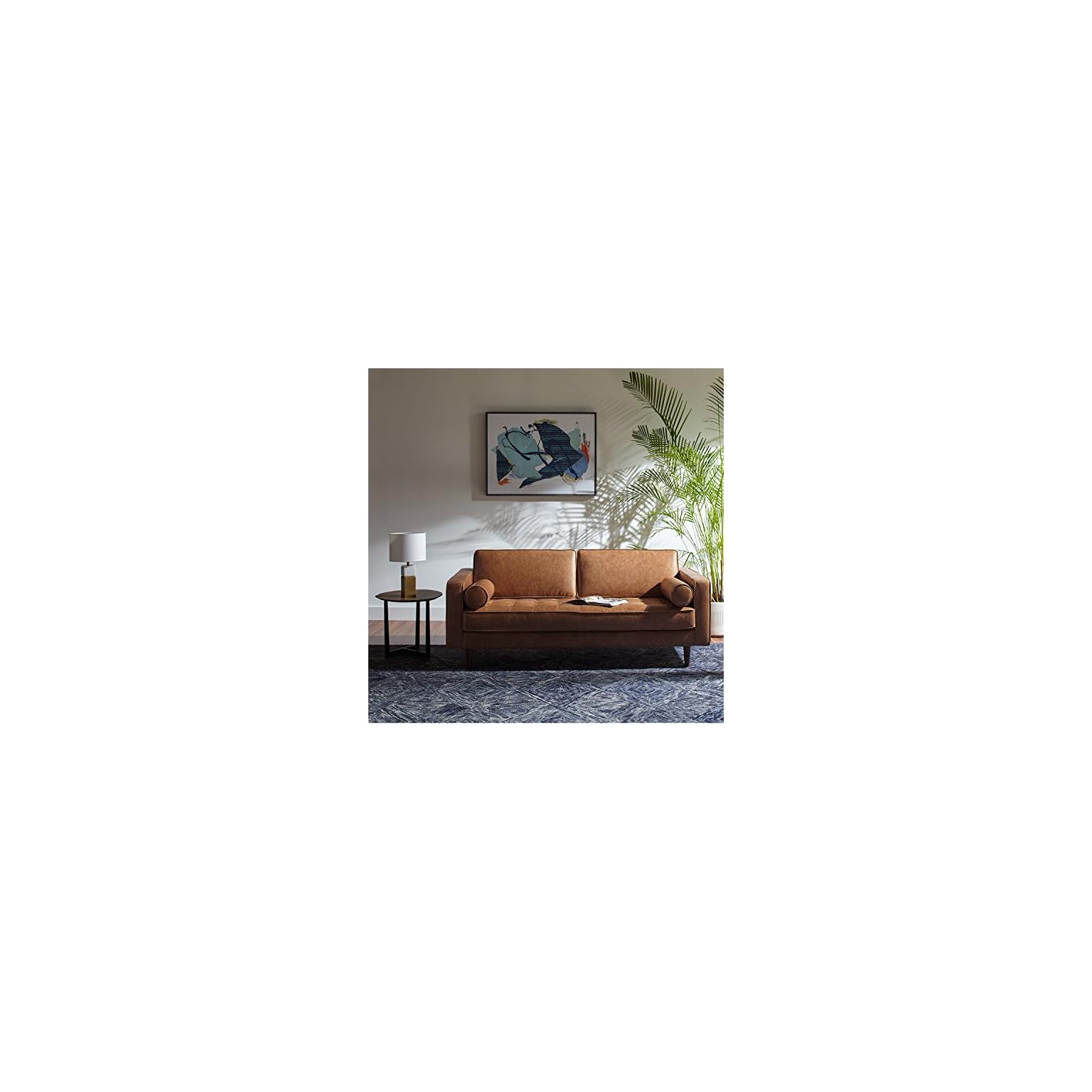 Amazon Brand Rivet Aiden MidCentury Modern Tufted Leather Loveseat