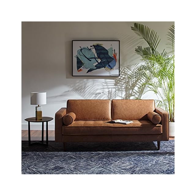 Amazon Brand Rivet Aiden MidCentury Modern Tufted Leather Loveseat