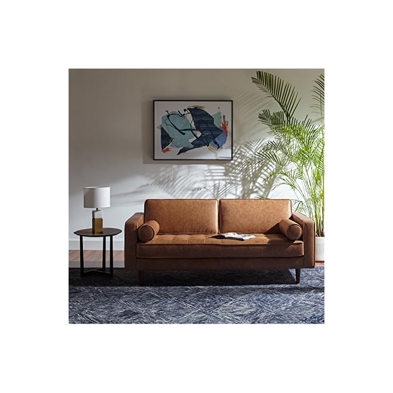 Amazon Brand Rivet Aiden MidCentury Modern Tufted Leather Loveseat