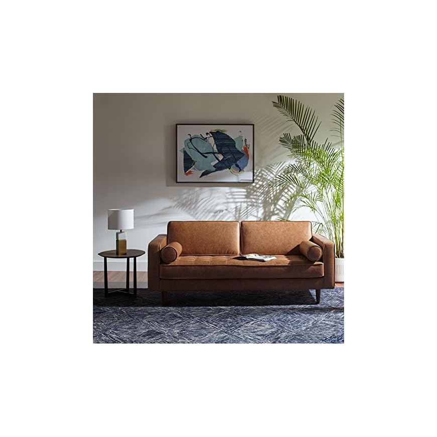 Amazon Brand Rivet Aiden MidCentury Modern Tufted Leather Loveseat
