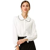 Allegra K Women's Long Sleeve Blouse Peter Pan Collar Shirt Button Down Work Business Casual Blouses 2025