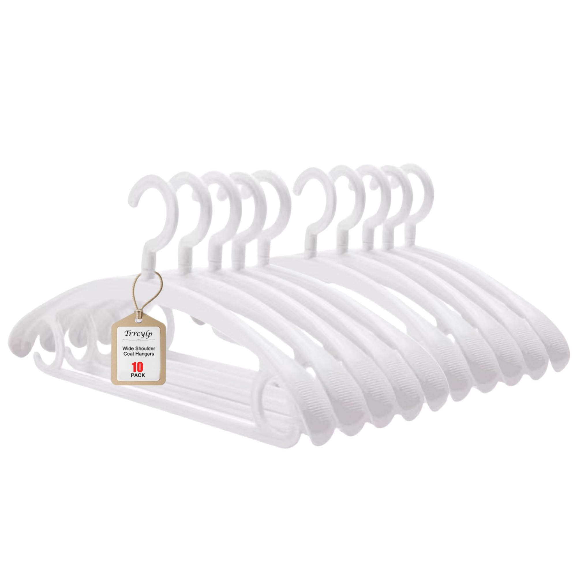 Trrcylp 10 Pack Heavy Duty Plastic Hangers 25 lb Capacity Swivel Hook Clothes Hanger Wide Shoulder Non Slip Thick Coat Hanger White