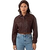 CHIGUO Women Faux Leather Cropped Jacket Trendy Moto Biker Short Jacket Fashion PU Coat Party Jacket