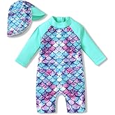 Aalizzwell Baby Girls Long Sleeve One Piece Bathing Suit with Hat