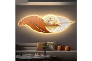 Large Feather Wall Decor, Lighted Wall Painting, LED Light Wall Art Decor, Stylish and Modern Room Decor, Suitable for Bedroo