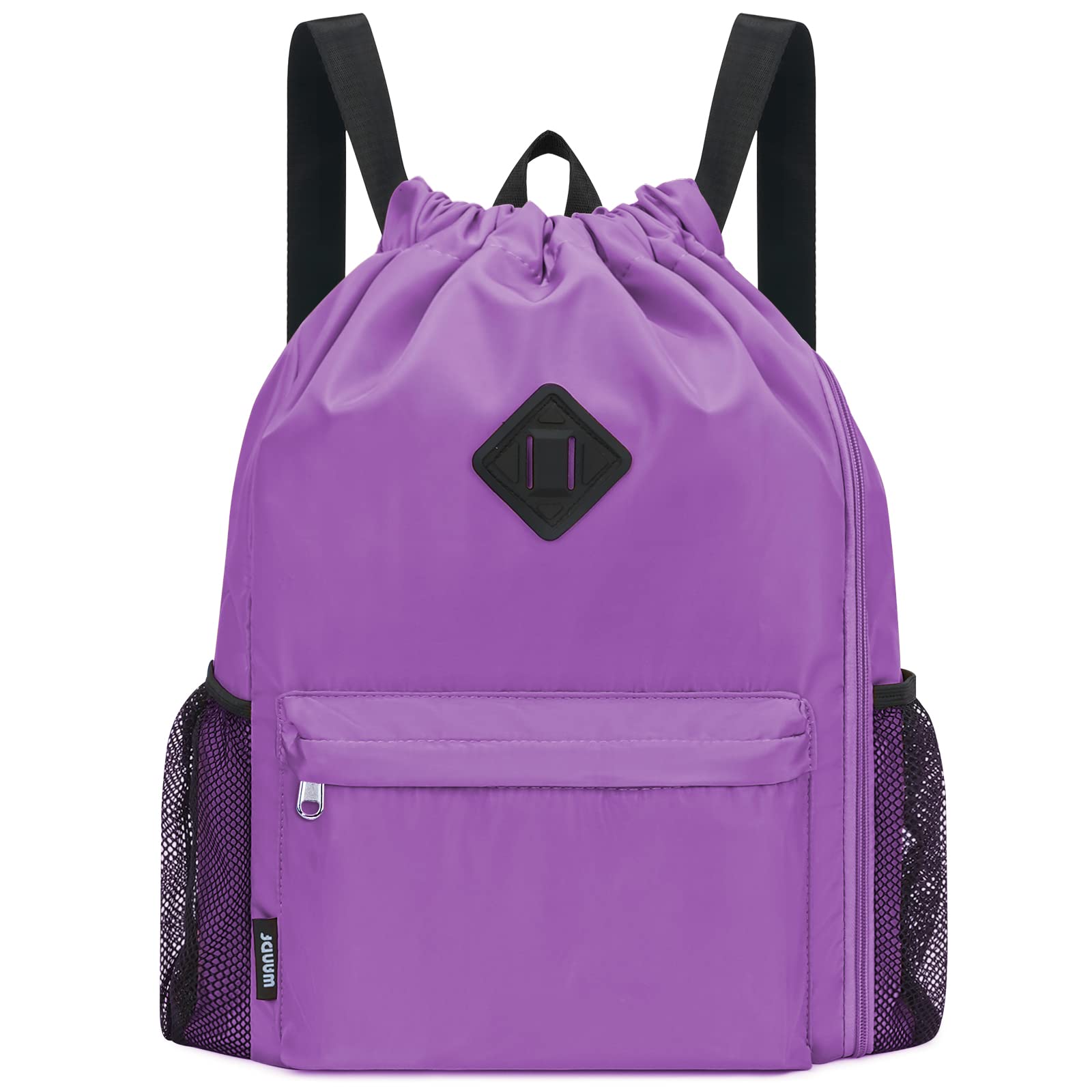 WANDF Drawstring Backpack Sports Gym Bag with Shoes Compartment, Water-Resistant String Backpack Cinch for Women Men(Purple,Large) — image 1