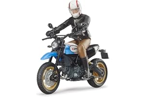 Bruder 63051 Ducati Scrambler Desert Sled Motorcycle Bike with Driver Figurine and Accessories (Color May Vary) for unisex-children