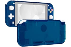 eXtremeRate Transparent Clear Blue DIY Replacement Shell for Nintendo Switch Lite, NSL Handheld Controller Housing with Screen Protector, Custom Case Cover for Nintendo Switch Lite