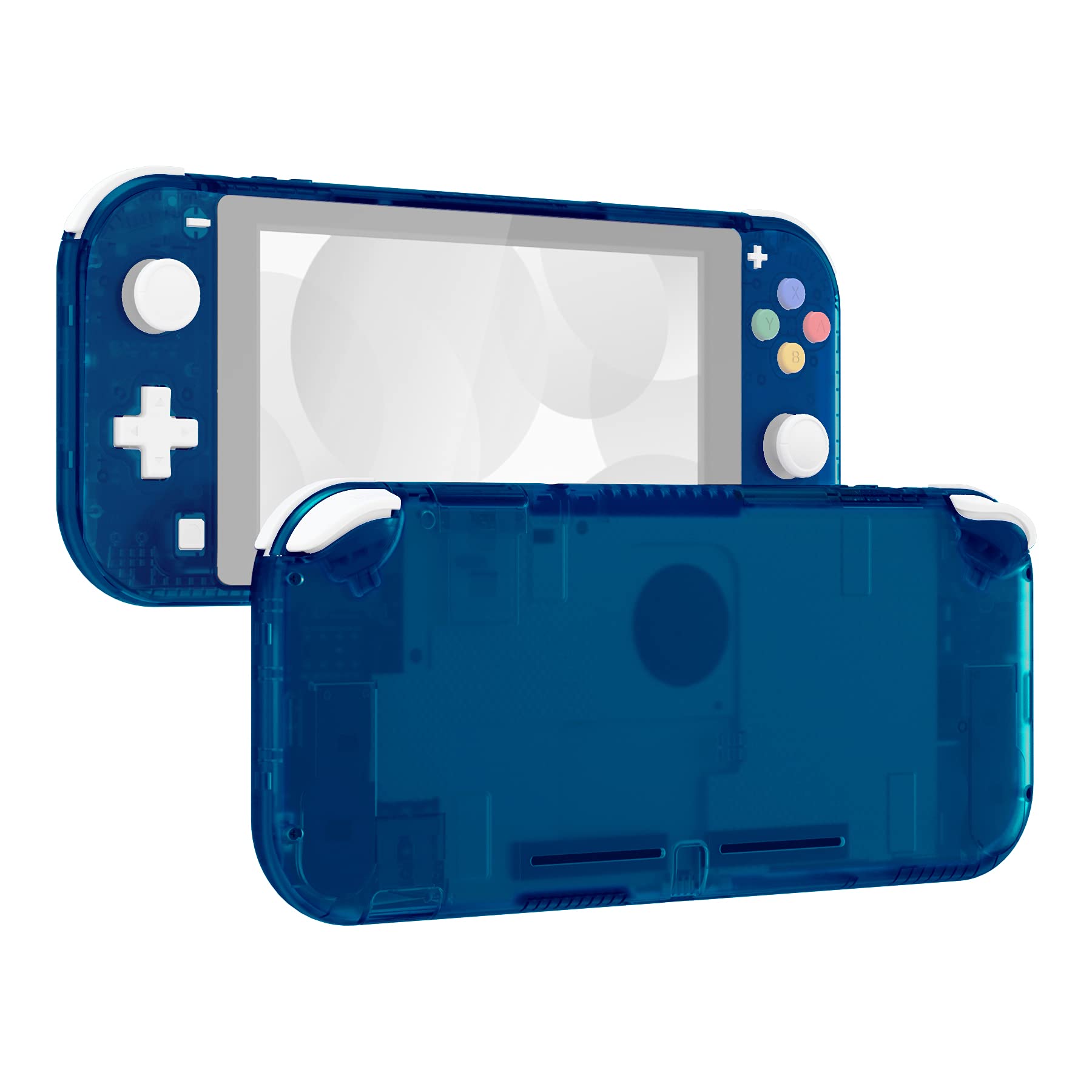 Photo 1 of eXtremeRate Transparent Clear Blue DIY Replacement Shell for Nintendo Switch Lite, NSL Handheld Controller Housing with Screen Protector, Custom Case Cover for Nintendo Switch Lite