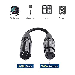 Cable Matters 2-Pack 5 Pin to 3 Pin DMX Lighting